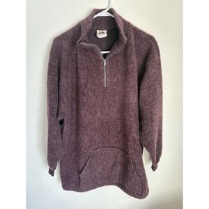 VTG Art Unlimited 90's Pullover 1/4 Zip Fleece Long Sleeve Sweater Size L Maroon